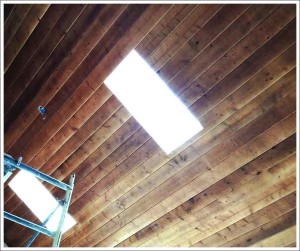 Section of Refinished Wood on Ceiling